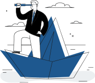 男性が船に乗っているイラスト