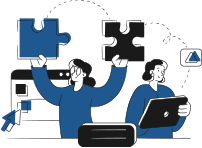 女性がパズルを持っているイラスト